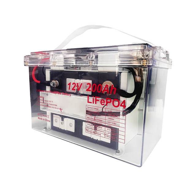 Transparent Shell 12V 200ah LiFePO4 Battery for Energy Storage System